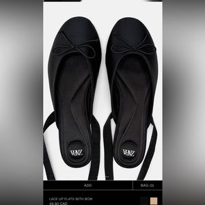 Zara lace up ballet flats